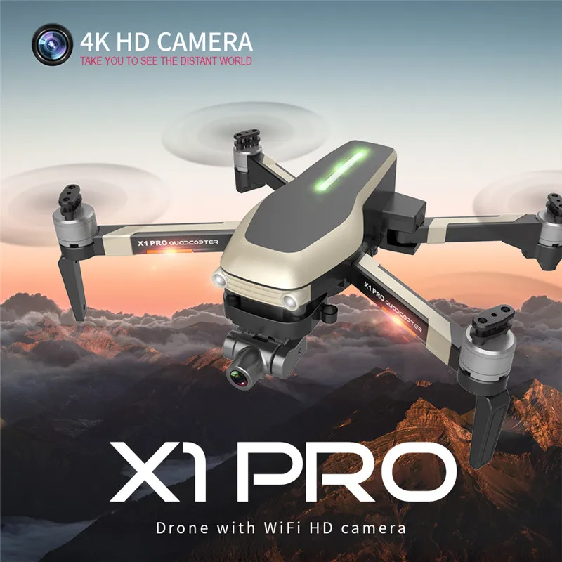 X1 PRO GPS Дрон с разрешением 4K и двухосевая Anti-Shake Gimbal Камера HD 5G WI-FI бесщеточный