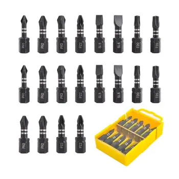 

20 Pieces Impact Screwdriver Bits Set Single Ended Screwdriving Bit Driver Repair Tool Kit for Phillips Torx Pozidriv Slotted Head Screw Drivers with Storage Case