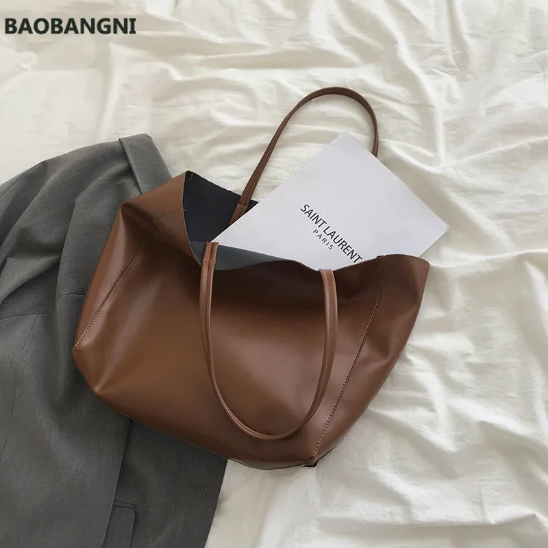 

2020 Large Leather Bag Women Tote Designer Bucket Bag Vintage Big Brown Soft PU Shoulder Bags Lady Brand Luxury Handbags Classic