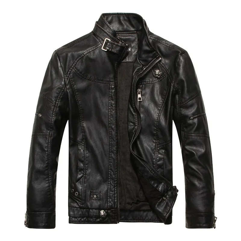 

AliExpress Hot Selling Europe And America Men's PU Leather Stand Collar Coat Leather Jacket