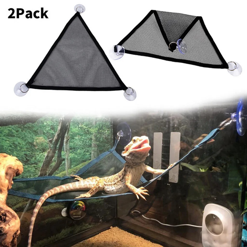 

2pcs Pet reptile Mesh Hammock Sleeping Bed Climb For Reptile Lizard With Suction Cup decor reptile accessories