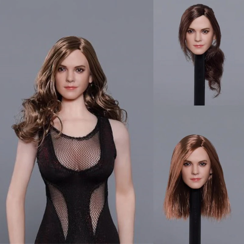 

1/6 Scale Hermione Emma Watson Head Sculpt WITH Long Curly Hair F 12'' Doll