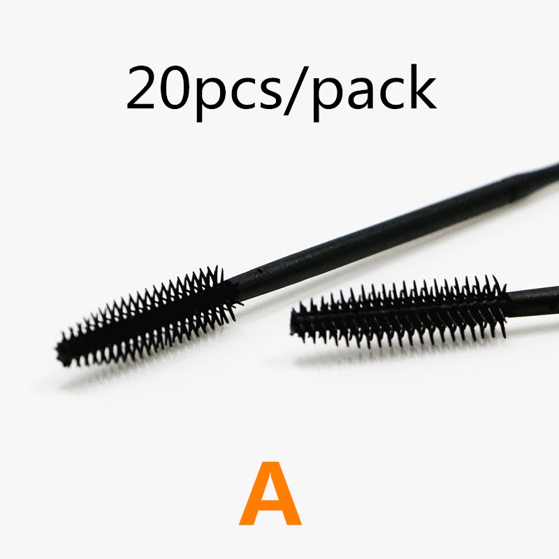 Black-A 20pcs Одноразовые ресницы для наращивания, кисти для бровей, тушь для ресниц, палочка, силиконовые ложки, ресницы, косметические кисти для макияжа, набор инструментов - Handle Color: Black-A 20pcs