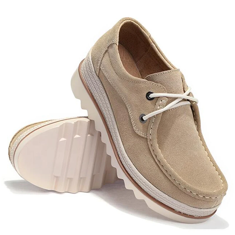 

Cow Suede leather Creepers shoes woman plus size 42 women Shoes plus size ladies platform shoes 2019 Women Flats shoes laces