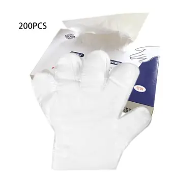 

200Pcs Plastic Large Disposable Polyethylene Clear Gloves Food Dealing Cooking Cleaning Kitchen Restaurant BBQ Accessory