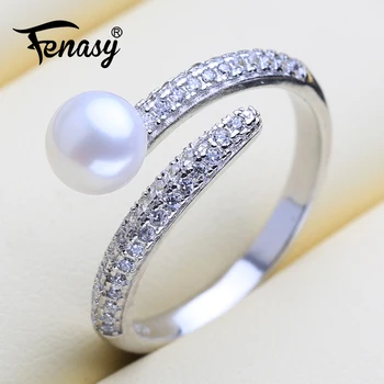 

FENASY 925 Sterling Silver Ring Double Layer Shape Natural Freshwater Pearl Rings For Women Female Fine Jewelry