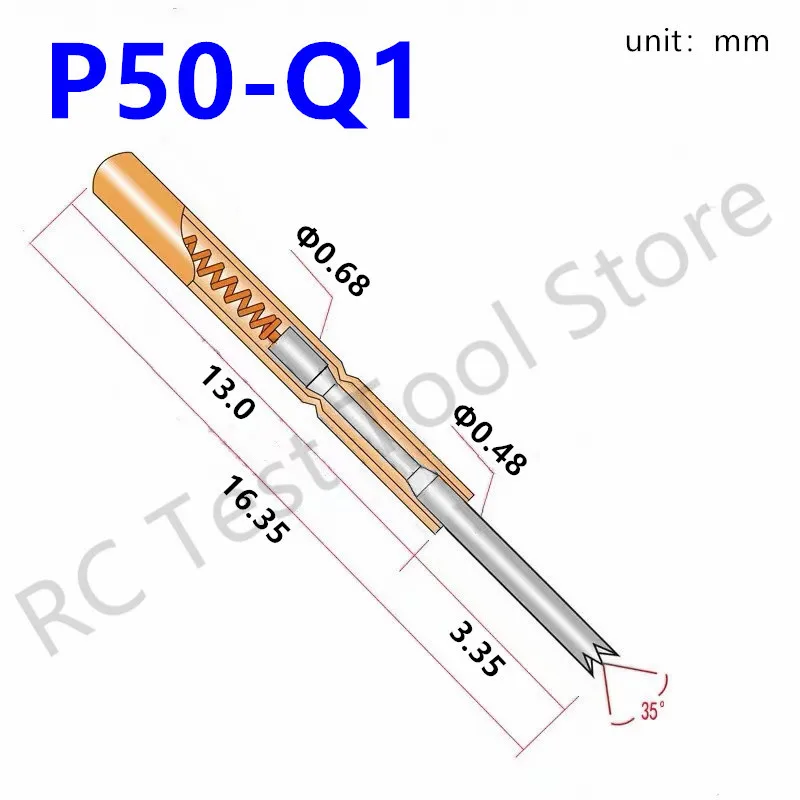 100 Pcs P50-Q1 New Hot DIY Metal Probe P50-Q Needle Length 16.35mm Nickel-Plated Spring Test For Electric Tools | Обустройство дома