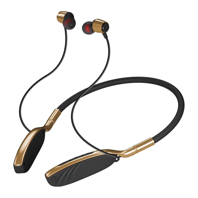 Wireless Sports Earphone Bluetooth 5 0 Stereo Hanging Neck Metal Magnetic Headphone With Microphone Sweat Proof