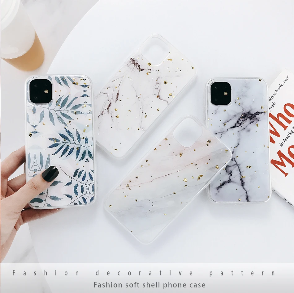 Чехол Ottwn для iPhone 11, золотой фольга, мраморный камень, чехол для телефона s, для iPhone 7, 8 Plus, 6, 6s, XR, XS, 11 Pro, Max X, цветной, мягкий, из ТПУ