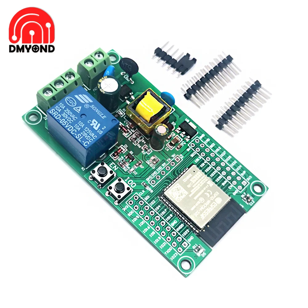 

AC powered ESP32 WiFi Bluetooth ble single relay module ESP32 development board I/O port UART program downloadPort 4M Byte Flash