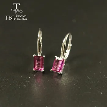 

Natural 2ct Tourmaline clasp earring brazil tourmaline oct 5*7mm gemstone jewelry solid 925 sterling silver for girls tbj