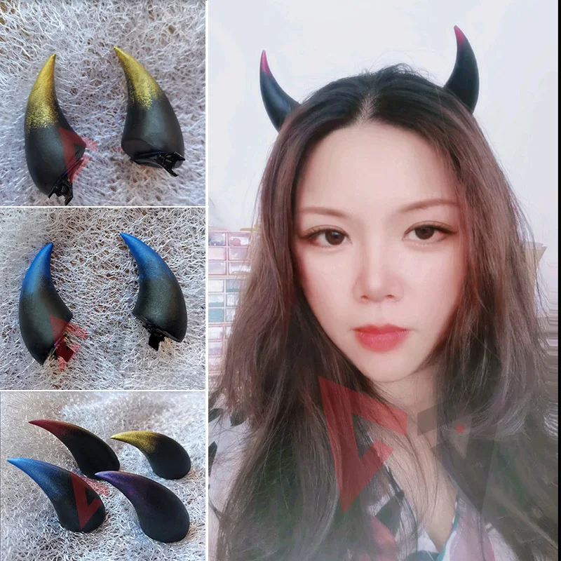 New Hand Made Work Demon Devil Cosplay Horns Magic Black White Blue ...