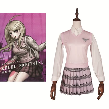 

Danganronpa Cosplay Dress Clothing Uniform Maid Outfit Set Anime Adult Ms Akamatsu Kaede COS Apparel Christmas Halloween Party