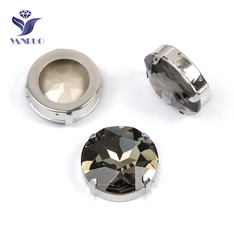 YANRUO 1201 27 мм черные бриллианты Круглые искусственные драгоценные камни точечные