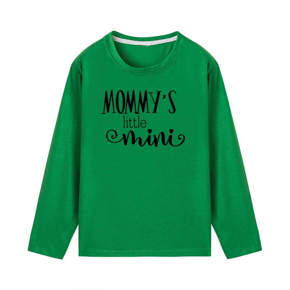 Забавная детская футболка с длинными рукавами и принтом «Mommy's Little Mini» Милая Детская рубашка унисекс модные футболки для маленьких девочек и мальчиков - Цвет: 51A7-KLTGN-