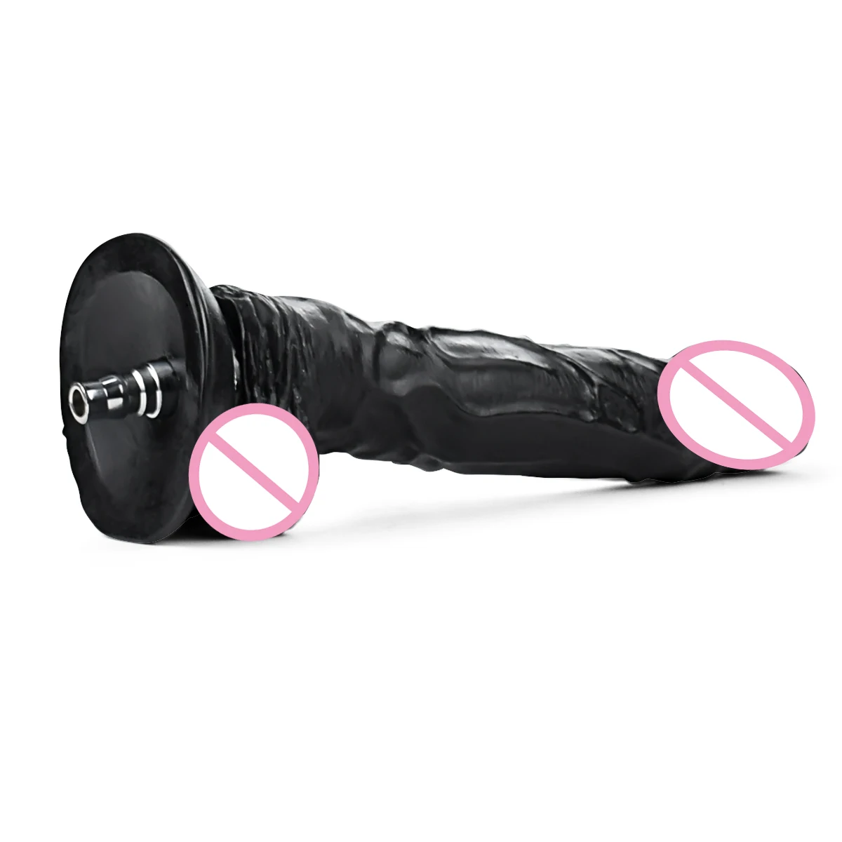 ANNGEOK Long Black Dildo Sex Toy for Couple Metal Pumping Sex Machine Realistic Men's Penis Love Machine Accessory AN-S6