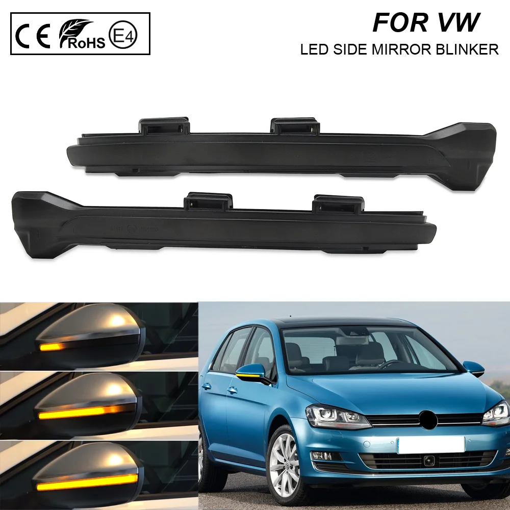 

2X Smoke LED Dynamic Mirror Blinker Light Turn Signal Lamp For VW Glof 7 E-Glof 2014 Golf Sportsvan 2014- Touran II 2016
