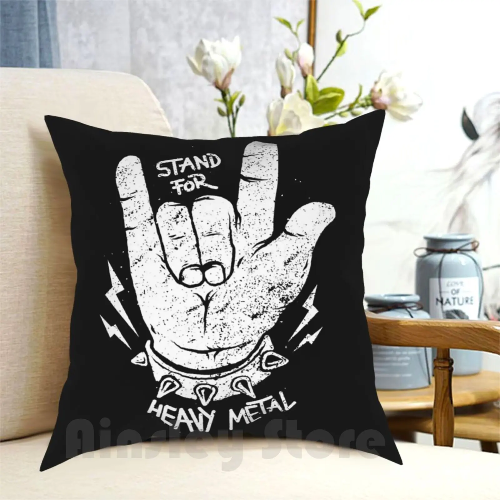 

Stand For Heavy Metal Pillow Case Printed Home Soft DIY Pillow cover Metal Heavy Metal Music Rocker Punk Punker Quote Quotes