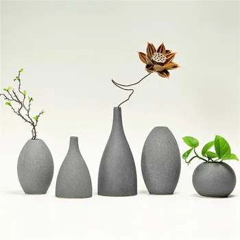 

Europe Simple Ceramic Vases Blue Black Gray Table Top Small Vases Flower Pot Grind Glaze Flower Arts And Crafts Home Decoration