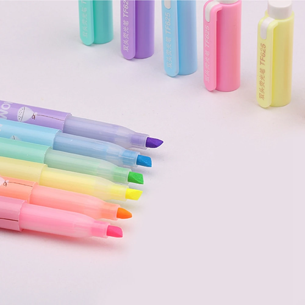 

6 Pcs New Cartoon Cute Creative Focus Stud Highlighter Marker Pen Art Marker Office School Supplies Baby Gift Paint Pens
