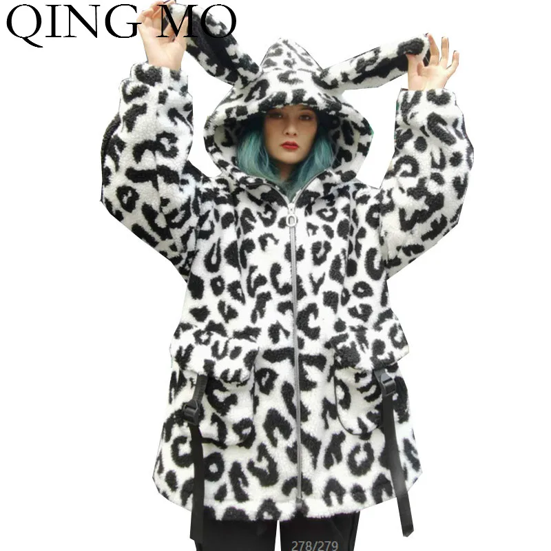 QING MO Hooded Women Cashmere Sweatshirt 2020