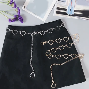 

2020 Trendy New 90s Vintage Round Heart Waist Chain Cute Bling Bling Night Club Disco Belt Circle Heart to Heart Belts Hot Sale