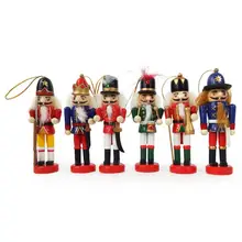 6 шт. деревянная мультяшная кукла, винтажная ручная работа, новогоднее, Рождественское украшение, Щелкунчик, деревянная кукла, украшение дома, игрушки для детей