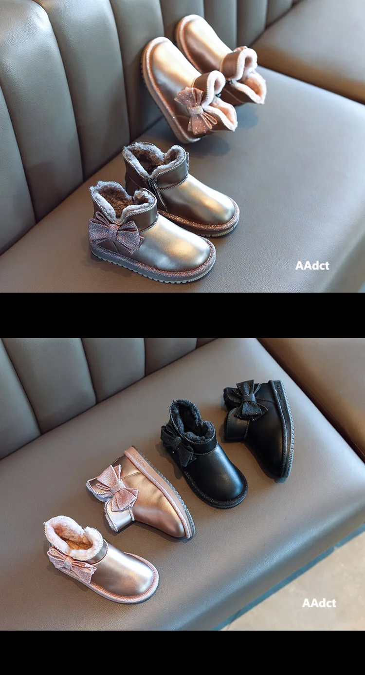 AAdct/зимние ботинки для девочек; коллекция года; зимние ботинки для маленьких детей; обувь принцессы; Новинка; хлопковая теплая детская обувь на меху; натуральная кожа