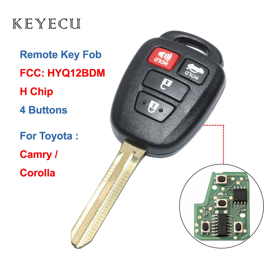 Keyecu дистанционный ключ брелок от машины 4 кнопки H чип для Toyota Camry Corolla 2014 2015 2016 2017