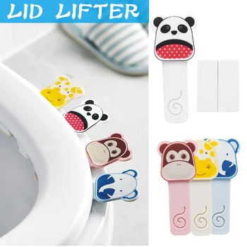 

Hot New Cute Cartoon Toilet Cover Lifting Device Bathroom Lid Handle Sticker Sanitary Seat Accessories Home Cleaning HY99
