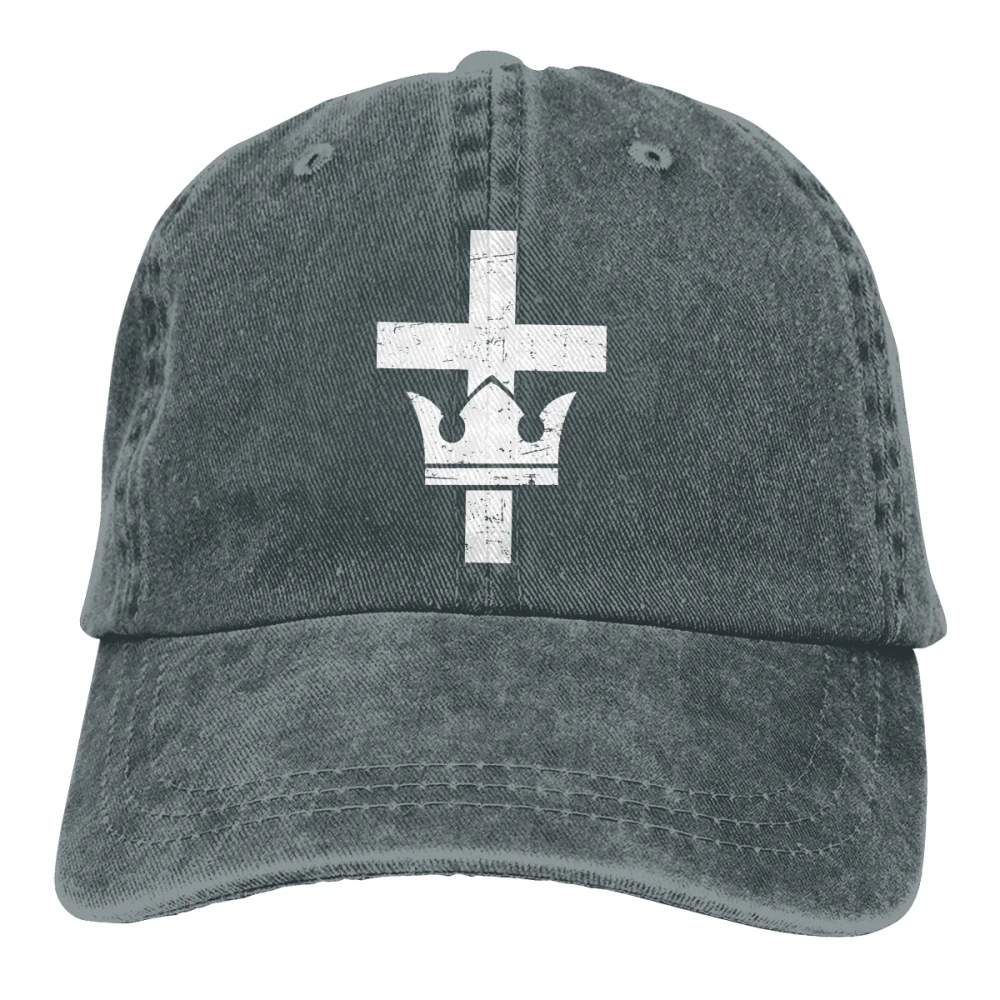 Бейсболка с крестиком и короной Deep Heather, унисекс, мужская и женская джинсовая бейсболка, Регулируемая Кепка для папы-гольфа