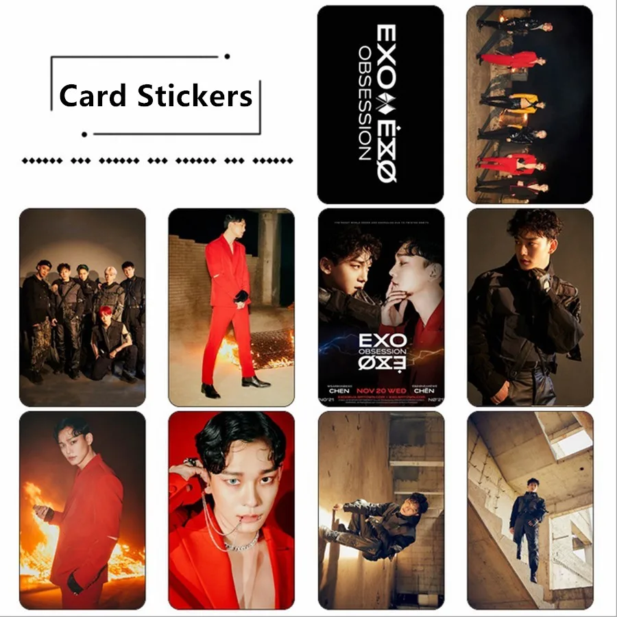 KPOP EXO Photo Stikcy Card 6-й альбом OBSESSION Crystal Card стикер веер товары BaekHyun SeHun
