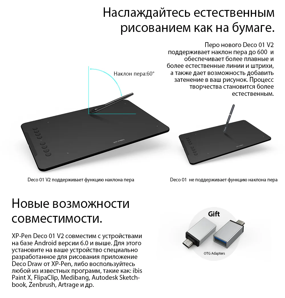 Deco 01 XP Pen Графический планшет Графика рисунок Стилусы для планшетов планшет с P03 Батарея-Бесплатная пассивный стилус и сочетания клавиш (8192