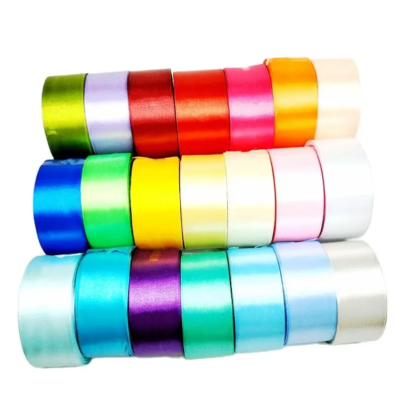 HL 5 meters 15/20/25/40/50mm  Solid Color Satin Ribbons Wedding Decorative Gift Box Wrapping Belt DIY Crafts