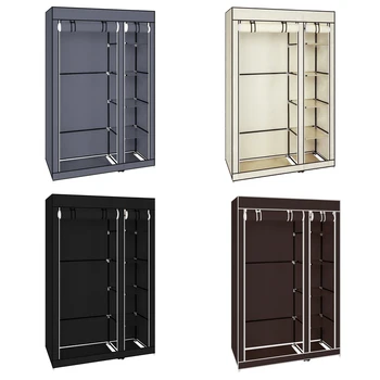 

67" Portable Clothes Closet Wardrobe with Non-woven Fabric and Hanging Rod Quick and Easy to Assemble(US Only)