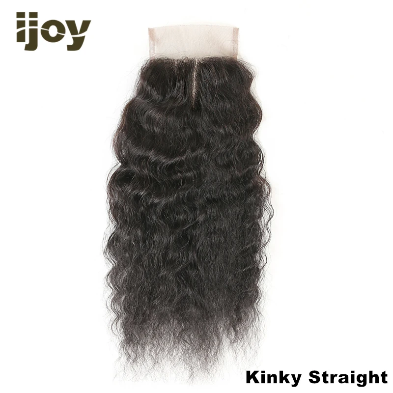 Kinky Straight Kinky Curly Hair Closure человеческие волосы для наращивания 4x4 закрытие шнурка натуральный цвет "-20" бразильский кудрявый закрытие Non-Remy IJOY - Цвет: Kinky Straight