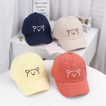 

Children's baseball cap 2020 spring and autumn new cartoon bear solid color boys and girls hats 6-24 months baby baseball cap