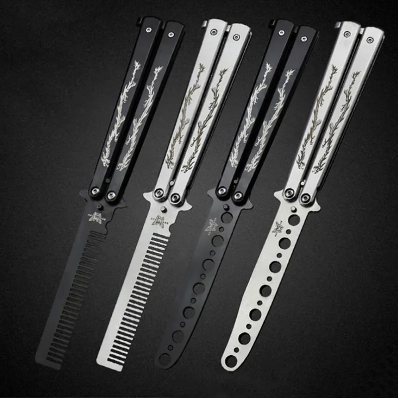 

ZIYLCO No Edge Folding Knife Practice Butterfly Knife Anime Hand Exerciser Comb Trainer Outdoor Sports Tactical Knife Tool