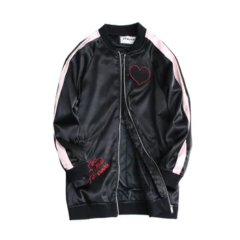 

Embroidered Baseball Coat Women Loose Streetwear Satini Windbreaker 2020 Femme Trench Coat Harajuku Coats Girl Students