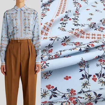 

100X145cm Fashion Square Small Flower Printed Imitation Double Crepe Fabric For Woman Dress Blouse DIY Cloth Sewing