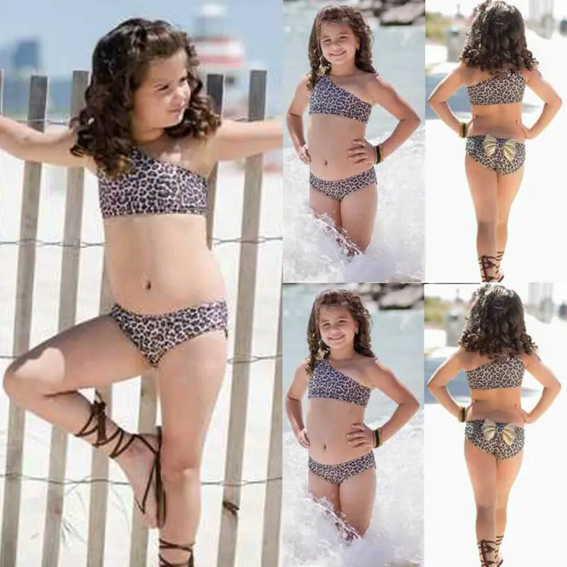 

3PCS/Set Kids Bathing Suit Baby Swimsuit Beachwear BathSuit Girls Bikini Leopard Bikini Beach Swimsuit Bathing Swimwear Outfits