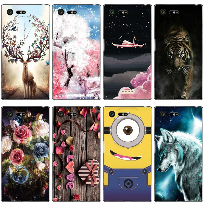 Painted Case For Sony Xperia X Compact Silicone Soft TPU Cases for F5321 Cover Wildflowers Cute Animal Bags | Мобильные телефоны и