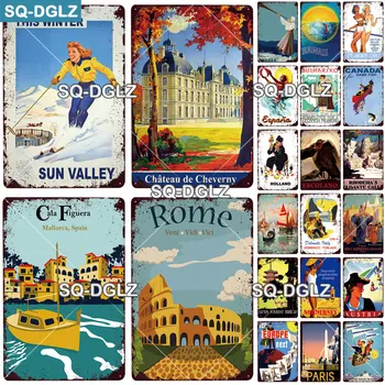 

[SQ-DGLZ] Rome City Metal Sign Vintage Plaque Wall Decor For Pub Bar Country Plate Tin Sign Travel Europe Poster
