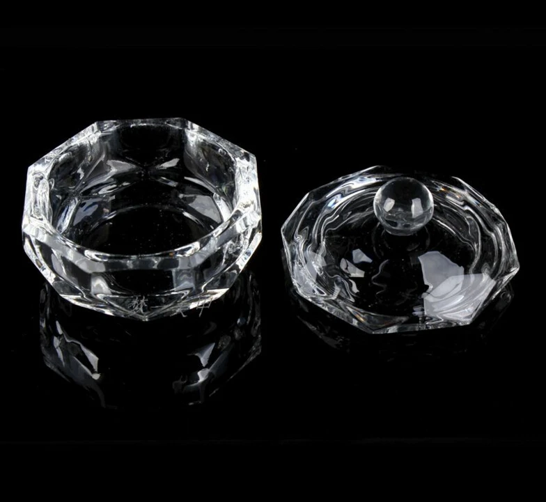 1Pc Crystal Cup Lid Glass Nail Art Dappen Dish Cup Acrylic Liquid Makeup Powder Nail Styling Tool Equipment Tools Beauty Health