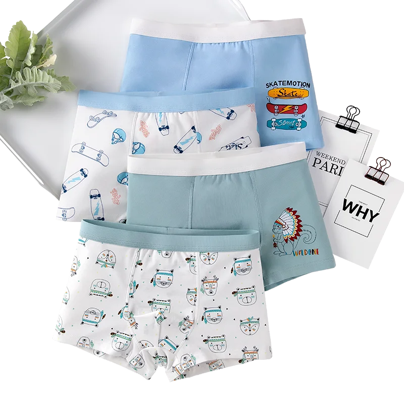 Трусы боксеры для мальчиков 2 шт. хлопковое мягкое дышащее нижнее белье с