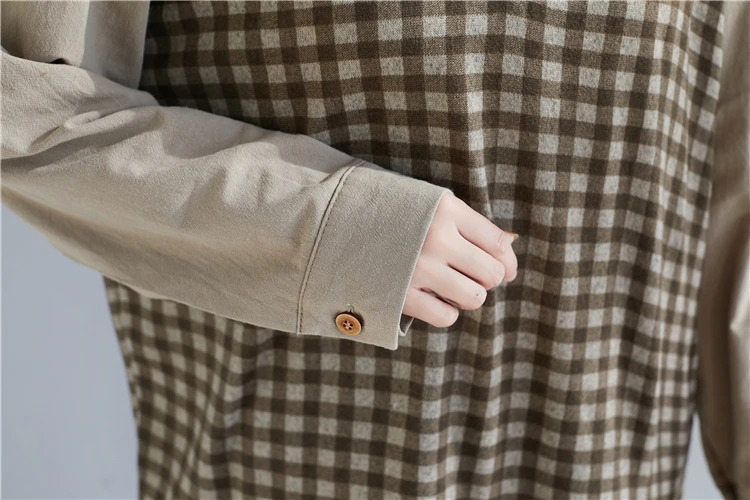 Новинка, осенняя женская блузка размера плюс 4XL 5XL 6XL, хлопковые льняные клетчатые рубашки, длинный кашемировый кардиган, рубашка, Roupa Feminina