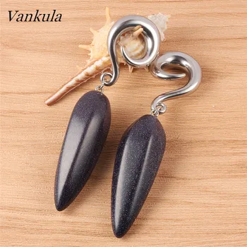 

Vankula Natural Stone Stainless Steel Plugs And Tunnels Expansiones De Oreja Ear Guages Piercing Hooks Expandes Ear Weights 2PSC