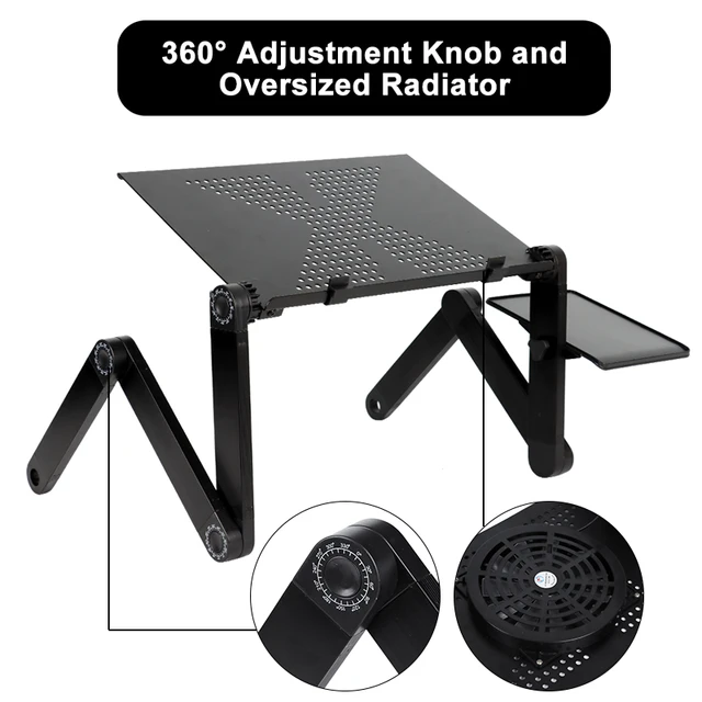 Adjustable Laptop Desk Stand Portable Aluminum Ergonomic Lapdesk For TV Bed Sofa PC Notebook Table Desk Stand With Mouse Pad 6
