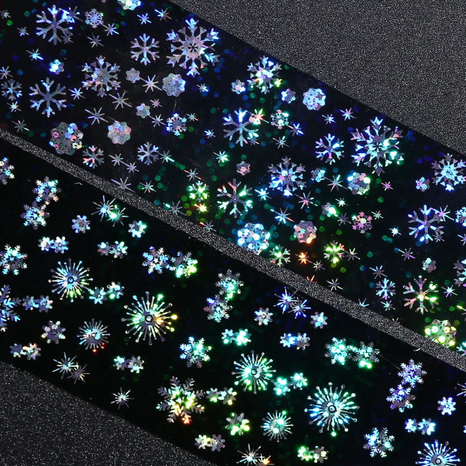 5pcs Christmas Nails Foils Stickers Holo Snowflake Starry Paper Stripe Sliders for Nail Art Decor Full Wraps Foil Set LA751-1
