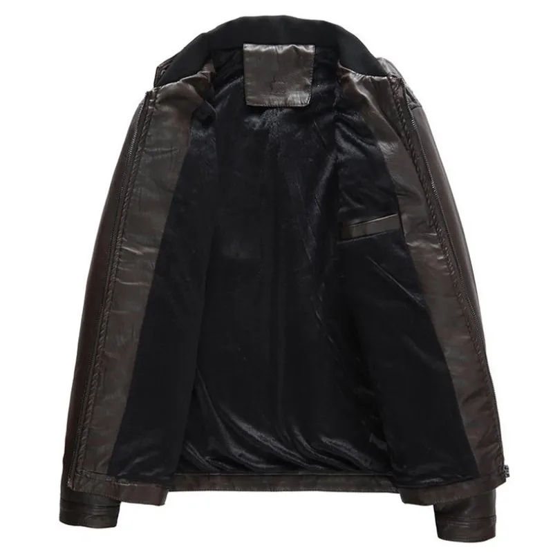Hot Autumn and Winter men's brand leather motorcycle jacket classic casual jacket coat solid color slim leather jacket